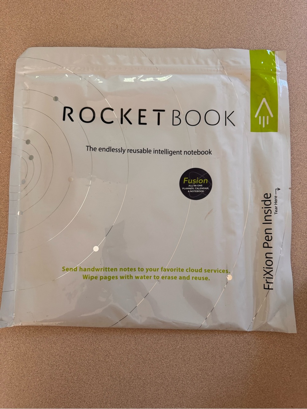 Rocketbook Fusion Reusable Notebook - White with Green Accent